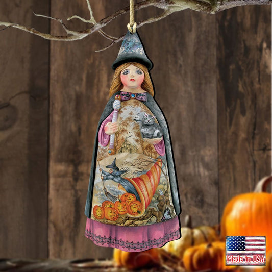 Halloween Witch Wooden Ornaments by G. DeBrekht - Thanksgiving Halloween Decor - 8114170