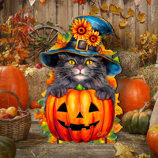 Halloween Black Cat Freestanding Decor - Halloween Outdoor Decor by G. Debrekht - Halloween Decor- 8652794F