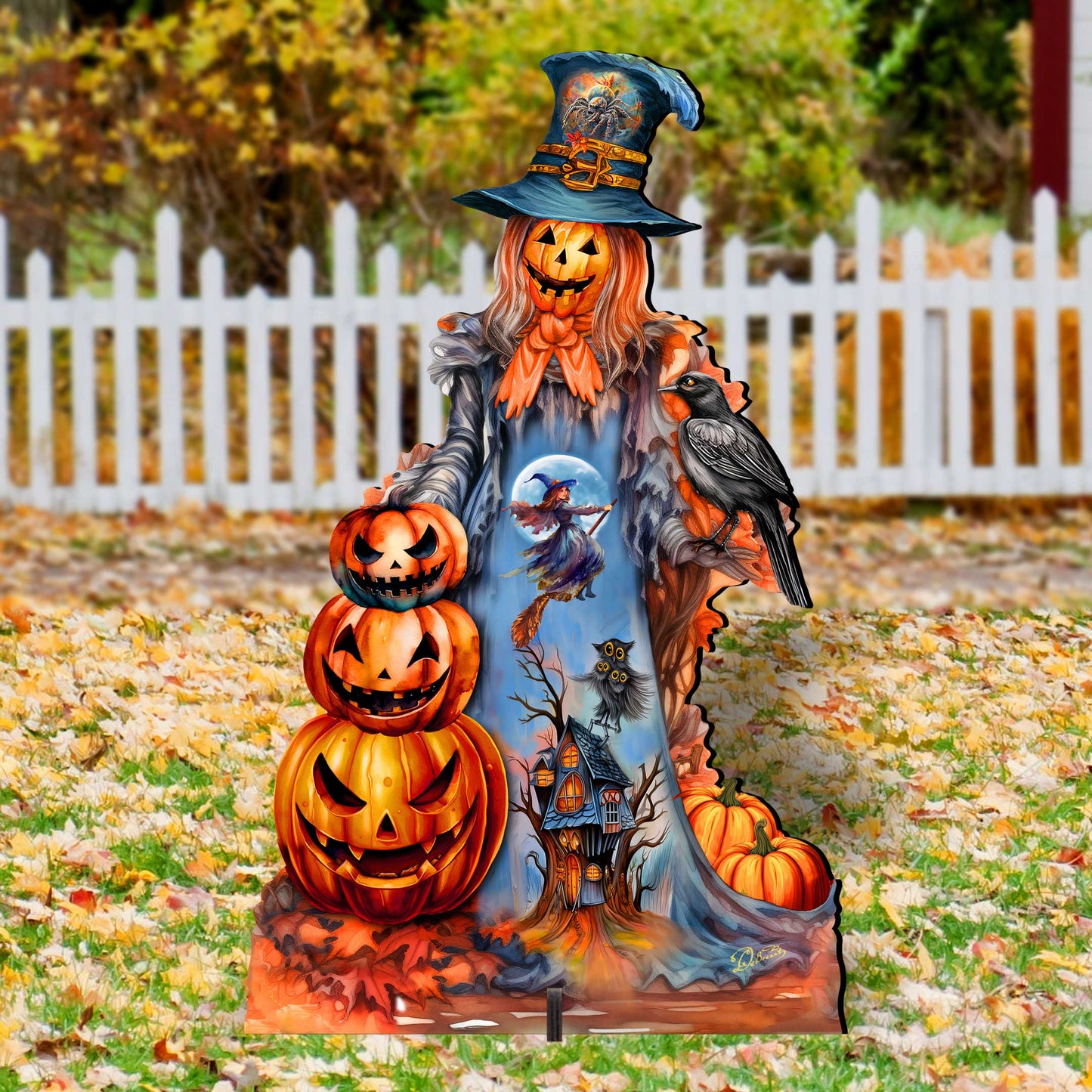 Halloween Pumpkin Scarecrow Freestanding Decor - Halloween Garden Decor by G. Debrekht - Halloween Decor- 8652796F