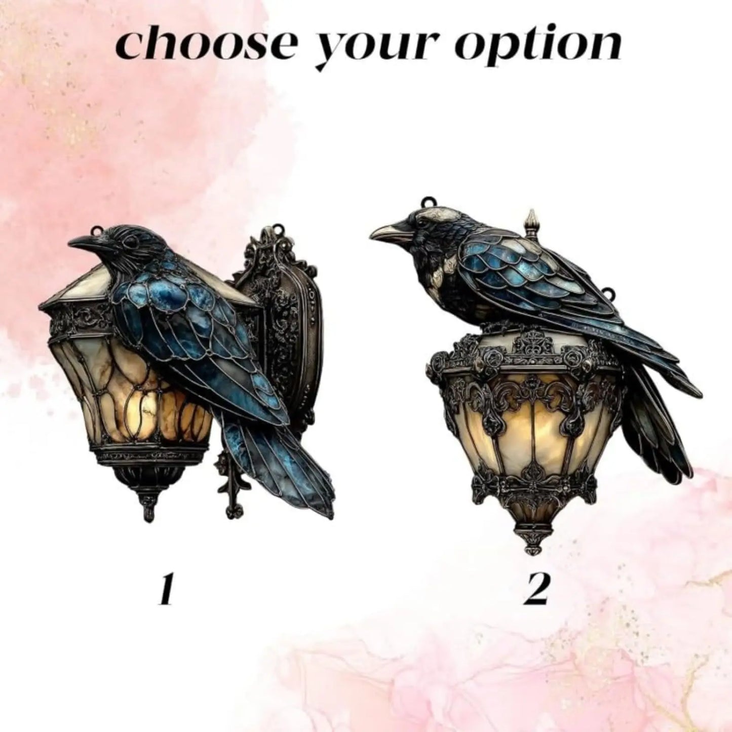 Halloween Crow Decor Decorative Gothic Raven Decor Raven On Lantern Sun Catcher Prismatic Faux Stained Glass Window Hanging