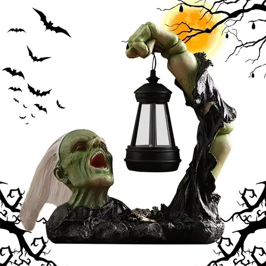 Halloween Decorations Outdoor, Green Figurine With Solar Powered Lantern Scary Decor For Home Indoor Outside