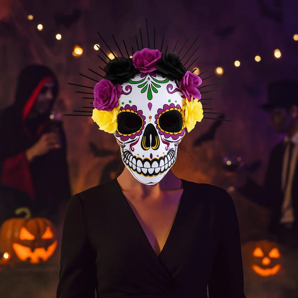 Nightclub Halloween Mexican Day of The Dead Mask EVA Eye Mask Halloween Party Mask Headwear Three-dimensional Skull Mask Show