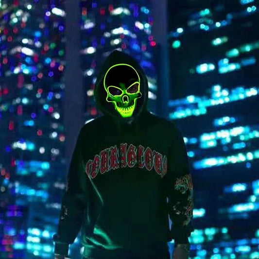 Halloween Horror Skull LED Mask – Light Up the Night with Creepy Glow!"
Unleash nightmarish energy with the Horror Skull LED Mask – the perfect fusion of terrifying design and mesmerizing glow. Featuring a realistic skull