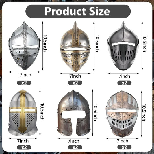Zhanmai Medieval Party Knight Masks Kids Paper Medieval Party Decor Cosplay Crusader Samurai Soldier Mask