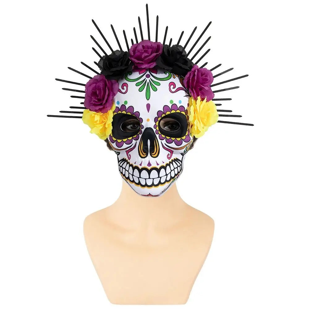 Fancy Halloween Mexican Day of The Dead Mask EVA Eye Mask Halloween Party Mask Three-dimensional Headwear Skull Mask Cosplay