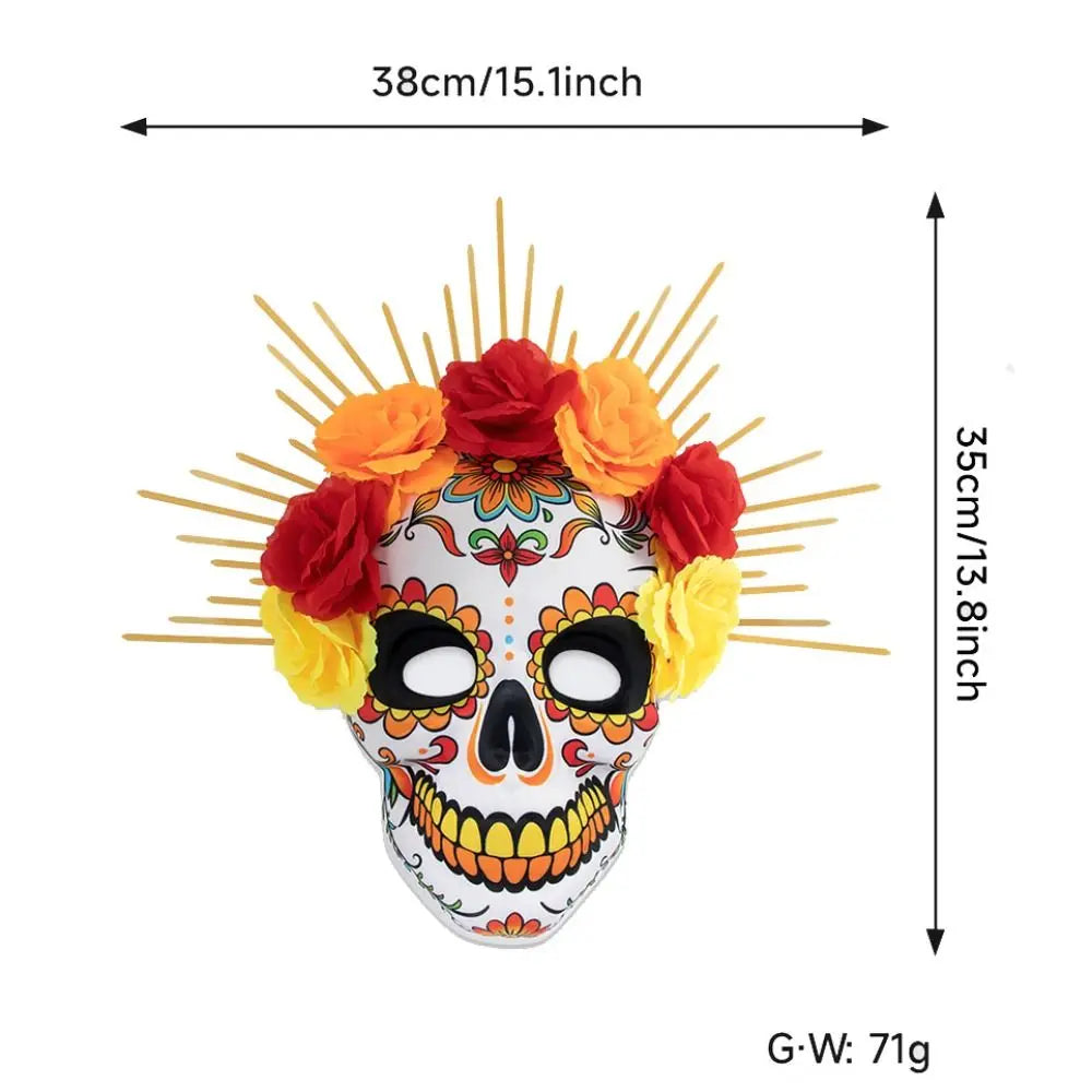 Fancy Halloween Mexican Day of The Dead Mask EVA Eye Mask Halloween Party Mask Three-dimensional Headwear Skull Mask Cosplay