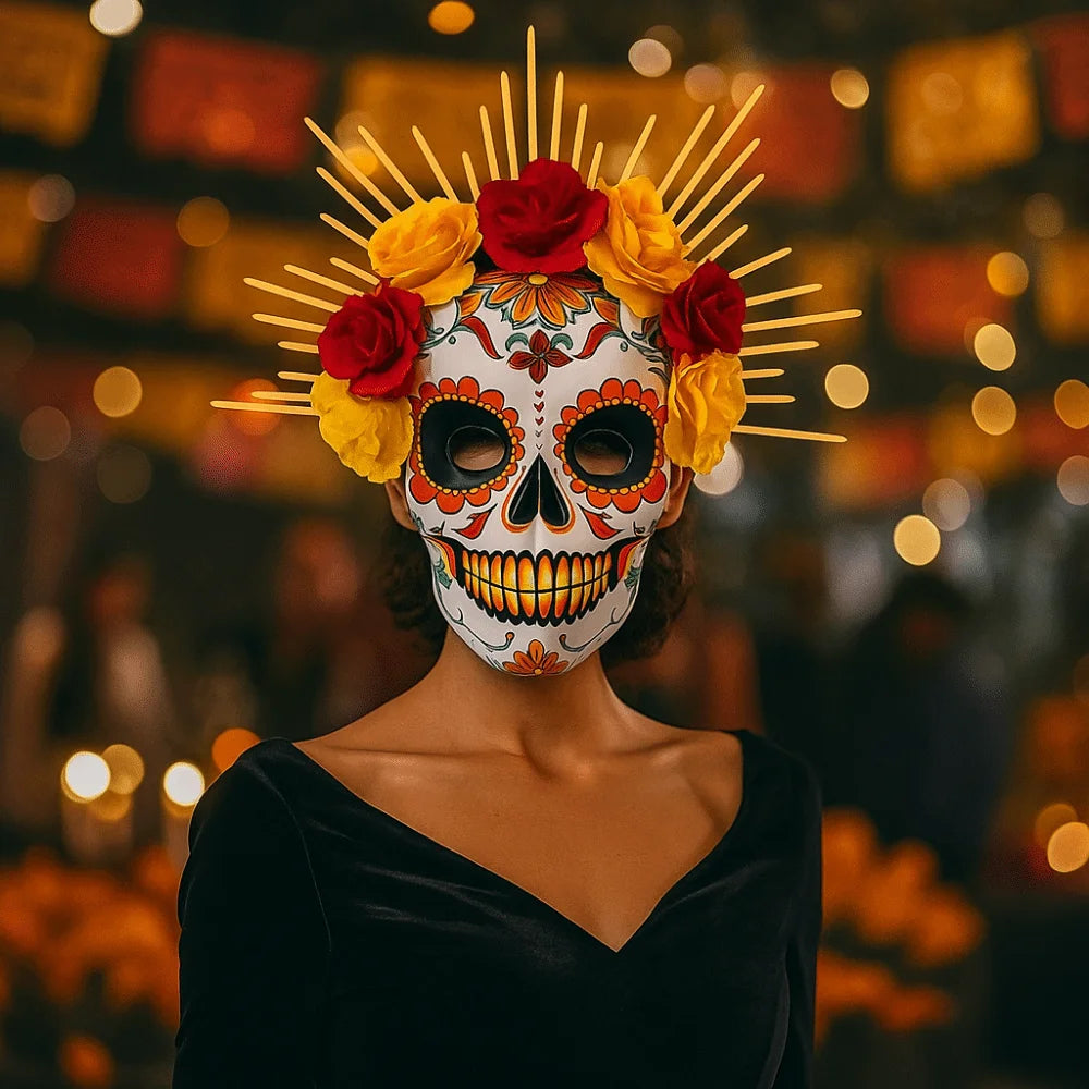 Fancy Halloween Mexican Day of The Dead Mask EVA Eye Mask Halloween Party Mask Three-dimensional Headwear Skull Mask Cosplay