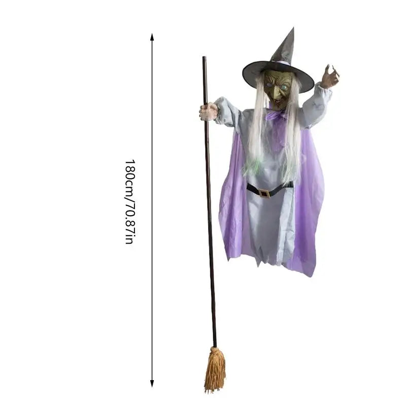 Flying Witch Halloween Decor Flying Hover Witch Realistic Halloween Witch Decor On Broom Halloween Decorations For home garden