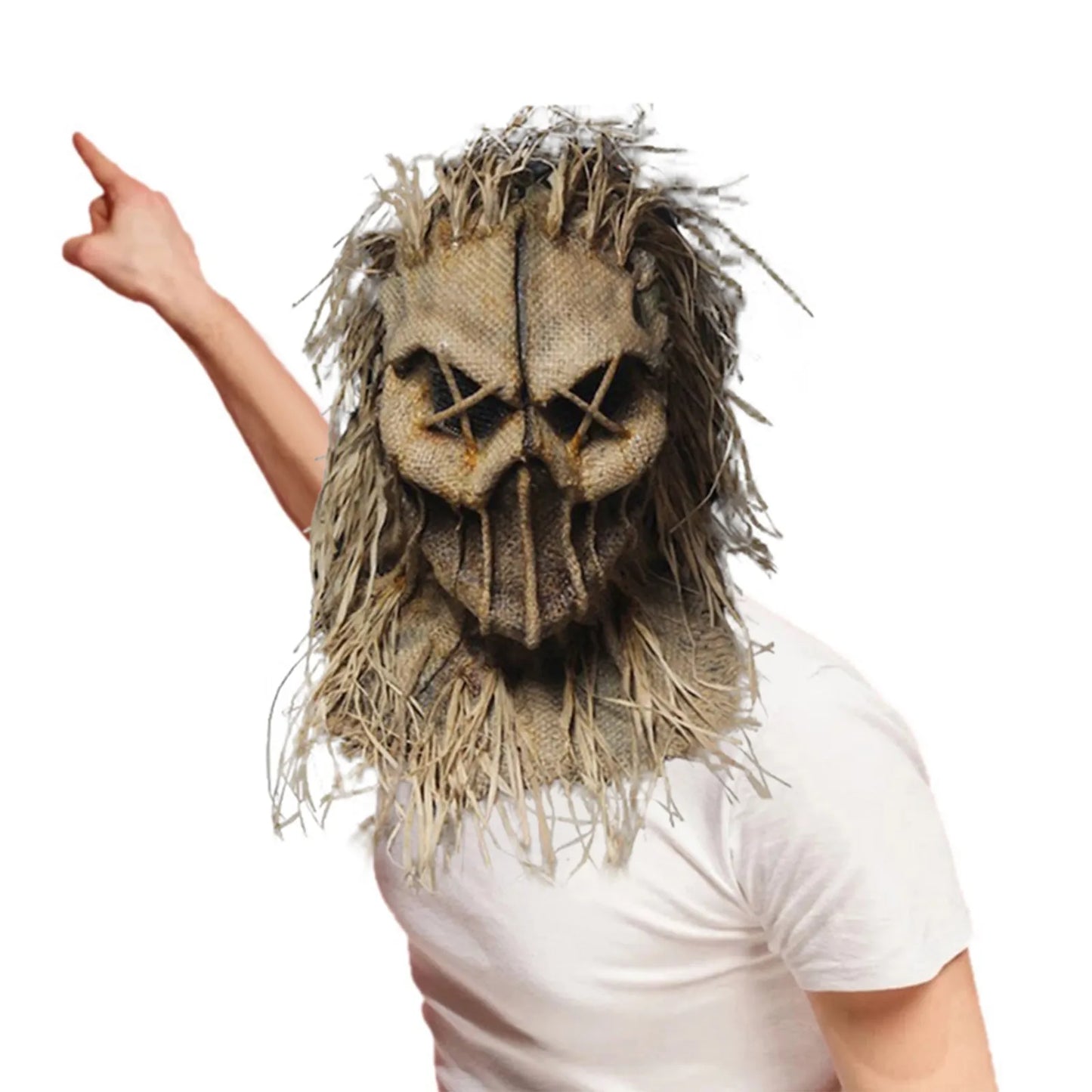 2025 Scary Halloween Scarecrow Mask Headdress Funny Props Horror Atmosphere Masquerade Mask Cosplay Party Props deadpool cosplay