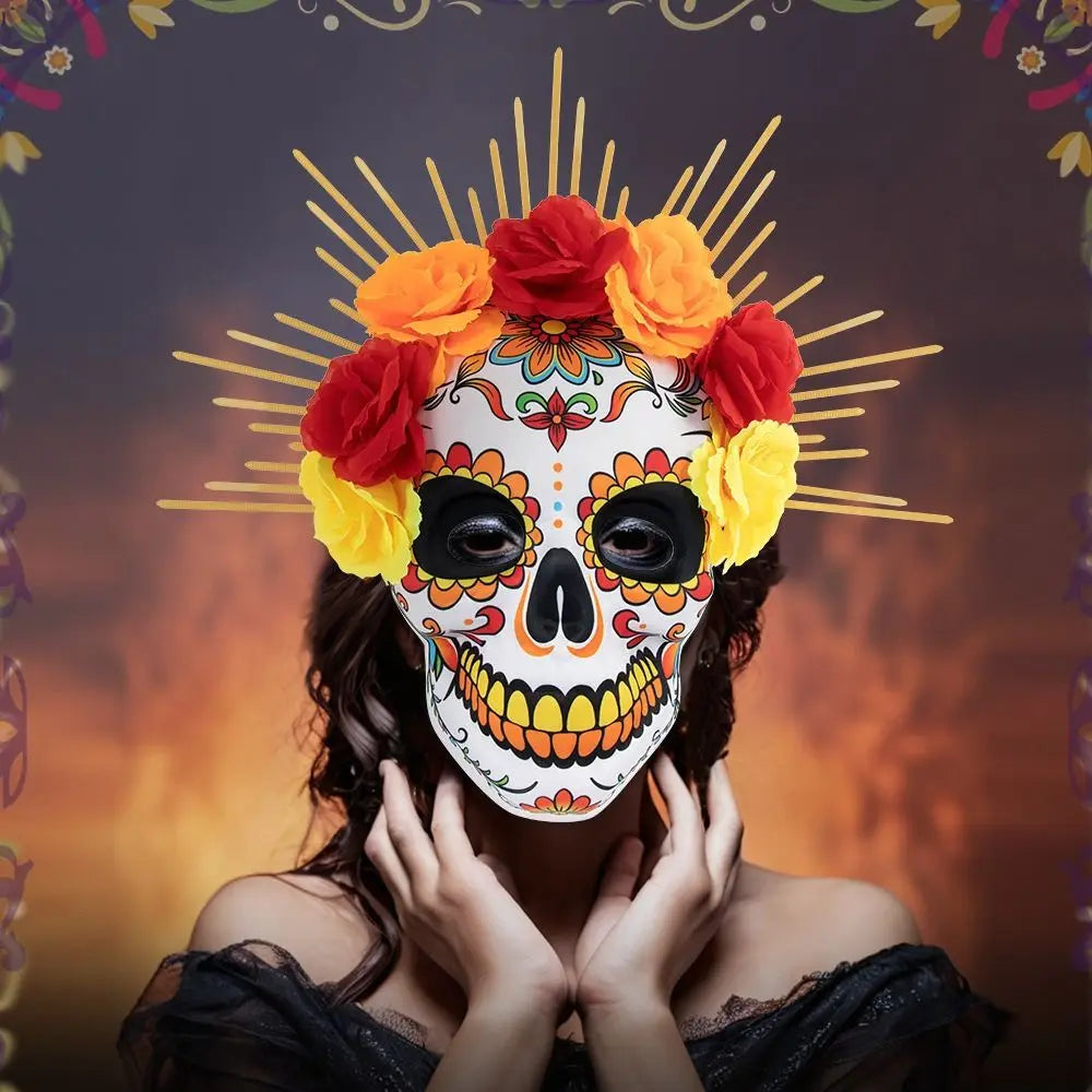 Nightclub Halloween Mexican Day of The Dead Mask EVA Eye Mask Halloween Party Mask Headwear Three-dimensional Skull Mask Show