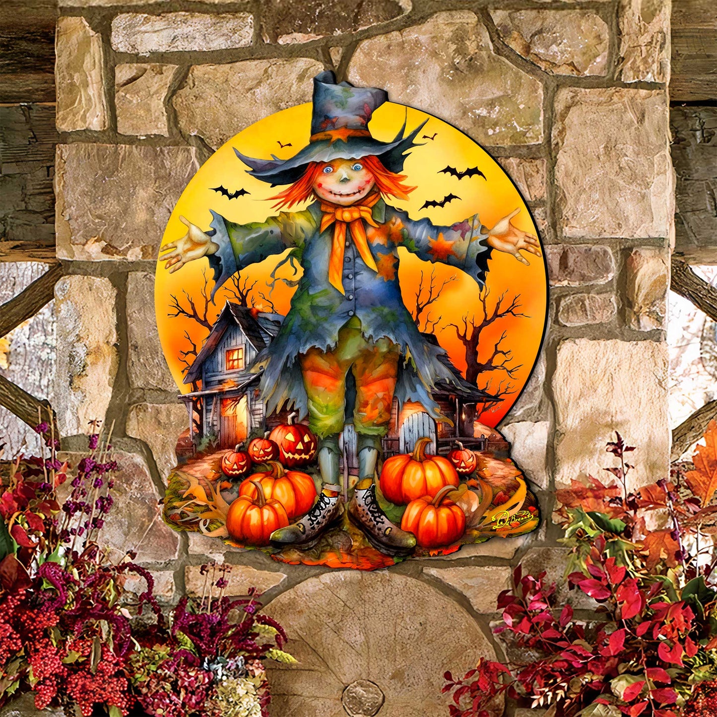 Halloween Scarecrow Holiday Door Decor by G. DeBrekht - Halloween Decor - 8652798H