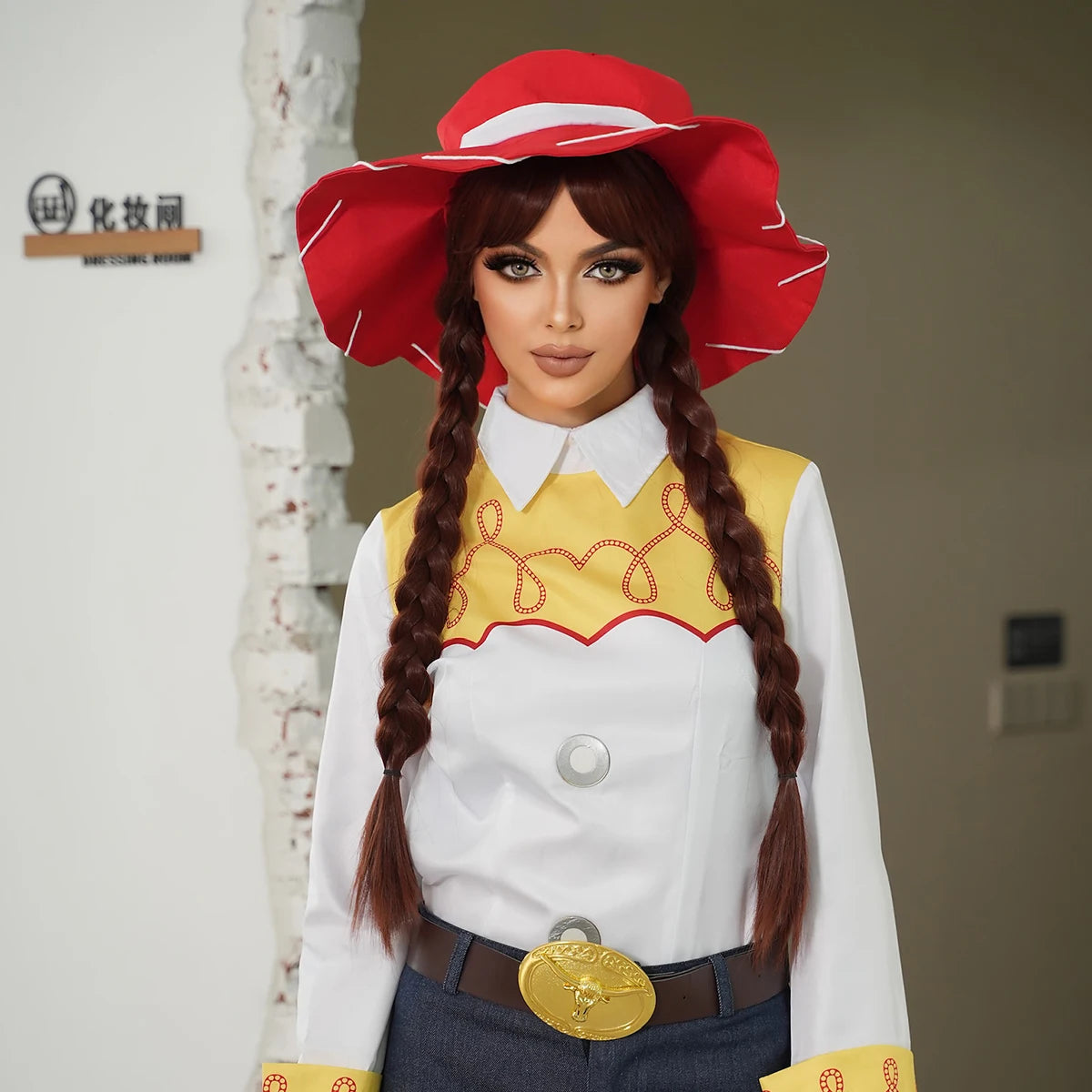 Braided Brown Wig Costume Wigs Pigtail Braids Cosplay Wig Halloween Drag Queen with Natural Braid Hair Cosplay
