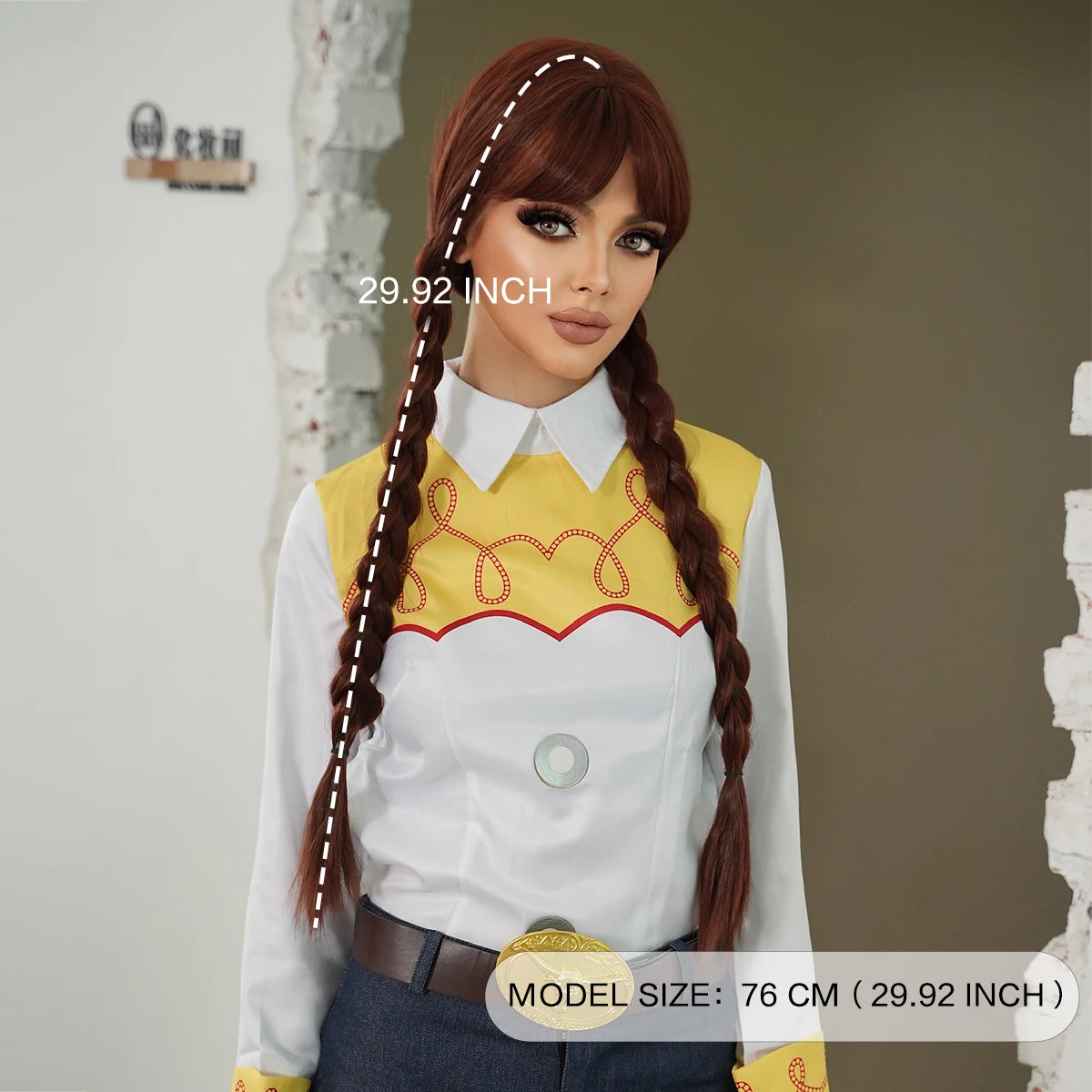 Braided Brown Wig Costume Wigs Pigtail Braids Cosplay Wig Halloween Drag Queen with Natural Braid Hair Cosplay