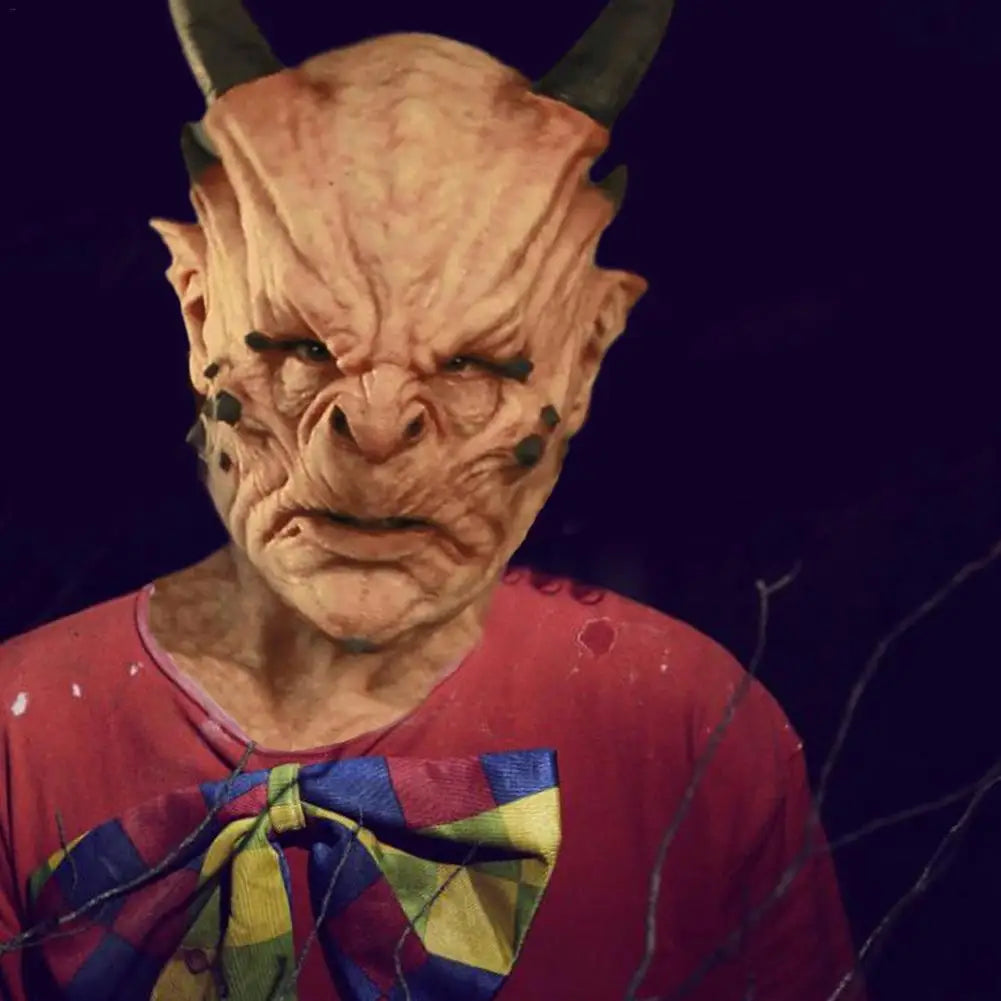 Halloween Devil Masks Face Cover Horror Cosplay Headgear Prop Masquerade Performance Costume Props Scary Horns Masks