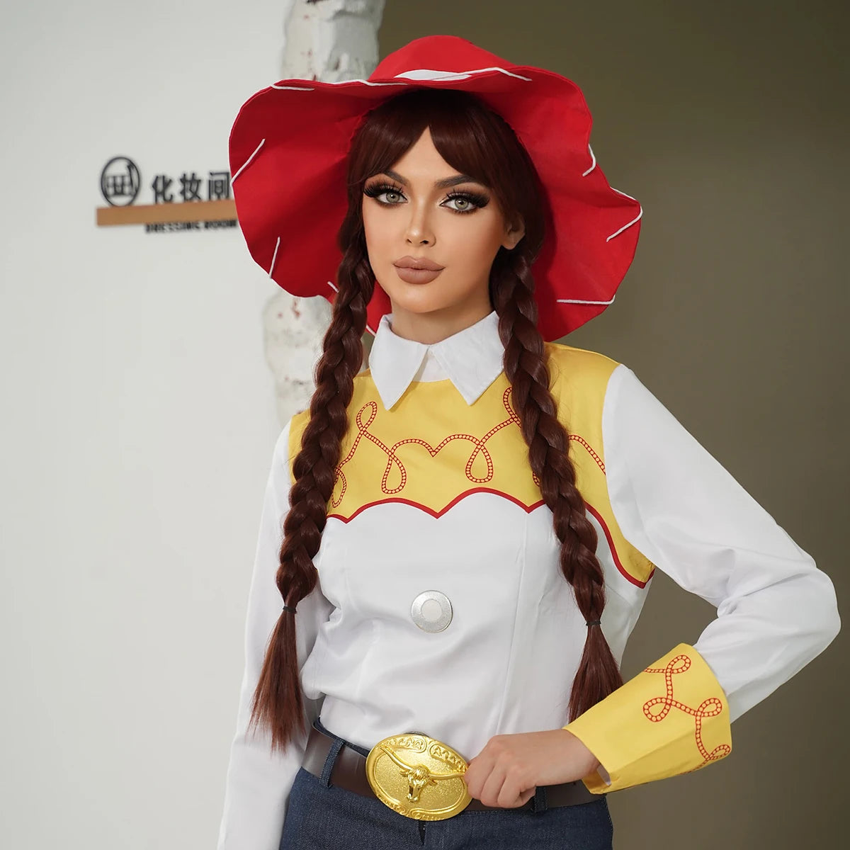 Braided Brown Wig Costume Wigs Pigtail Braids Cosplay Wig Halloween Drag Queen with Natural Braid Hair Cosplay