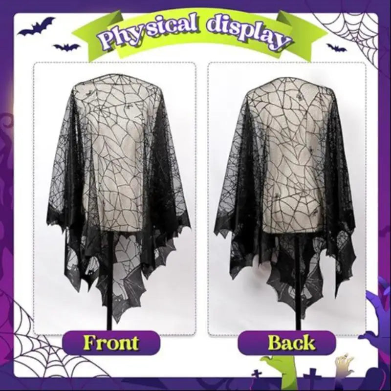 1 piece of Halloween spider web bat cape for adults and children, European style, black festive costume, knitted clothing