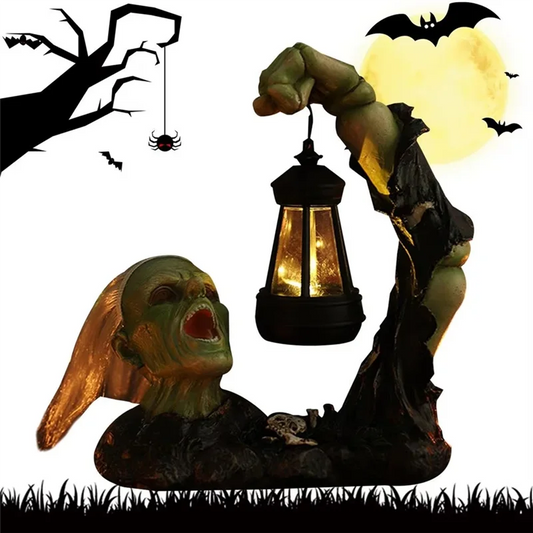 Halloween Decorations Outdoor, Green Figurine With Solar Powered Lantern Scary Decor For Home Indoor Outside