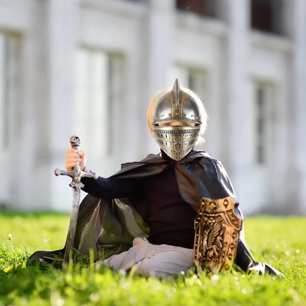 Zhanmai Medieval Party Knight Masks Kids Paper Medieval Party Decor Cosplay Crusader Samurai Soldier Mask