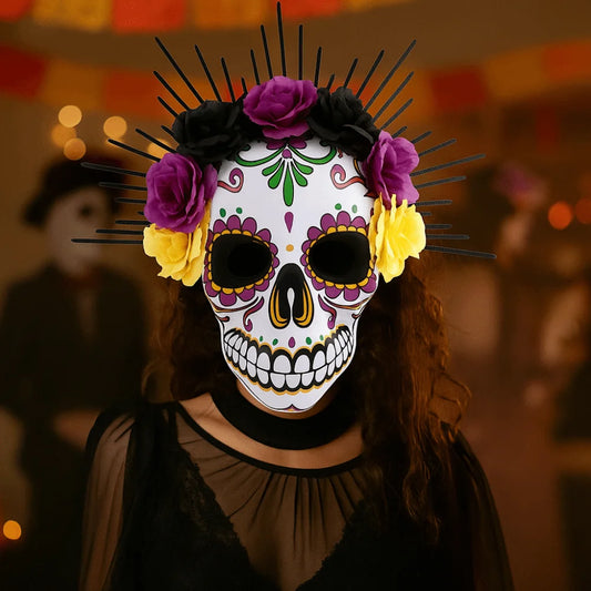 Fancy Halloween Mexican Day of The Dead Mask EVA Eye Mask Halloween Party Mask Three-dimensional Headwear Skull Mask Cosplay