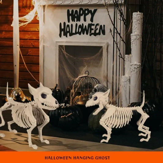 Little Wolf Skeleton Halloween Decoration – Animal Skeleton Prop for Indoor & Outdoor Spooky Decor
