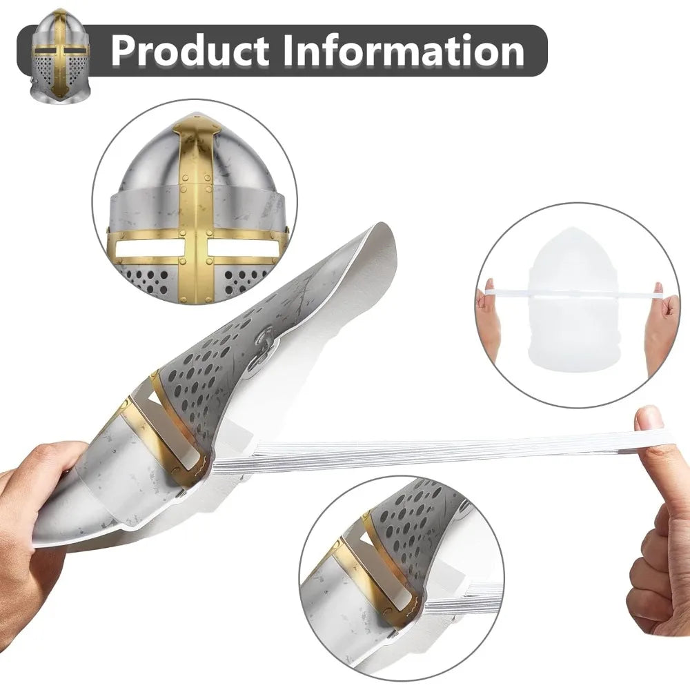 Zhanmai Medieval Party Knight Masks Kids Paper Medieval Party Decor Cosplay Crusader Samurai Soldier Mask