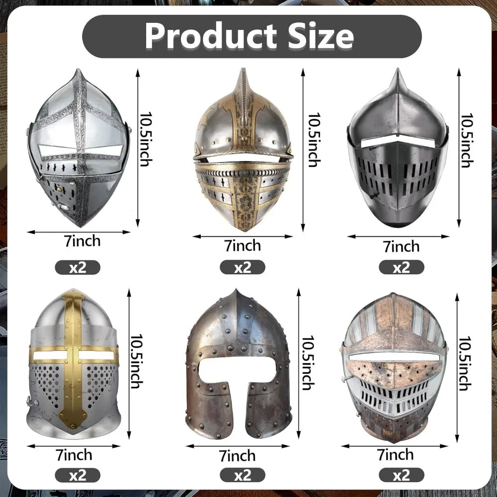 Zhanmai Medieval Party Knight Masks Kids Paper Medieval Party Decor Cosplay Crusader Samurai Soldier Mask