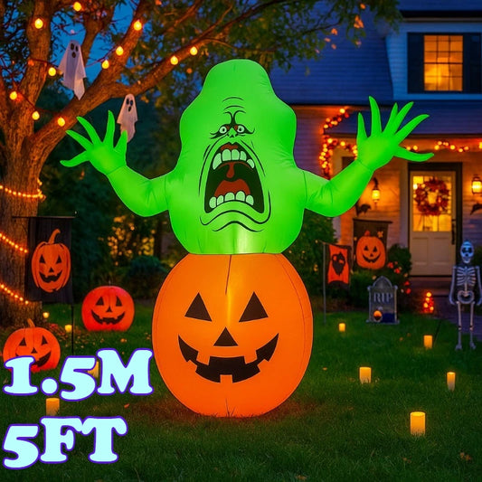 Inflatable Halloween Pumpkin & Green Ghost Decoration