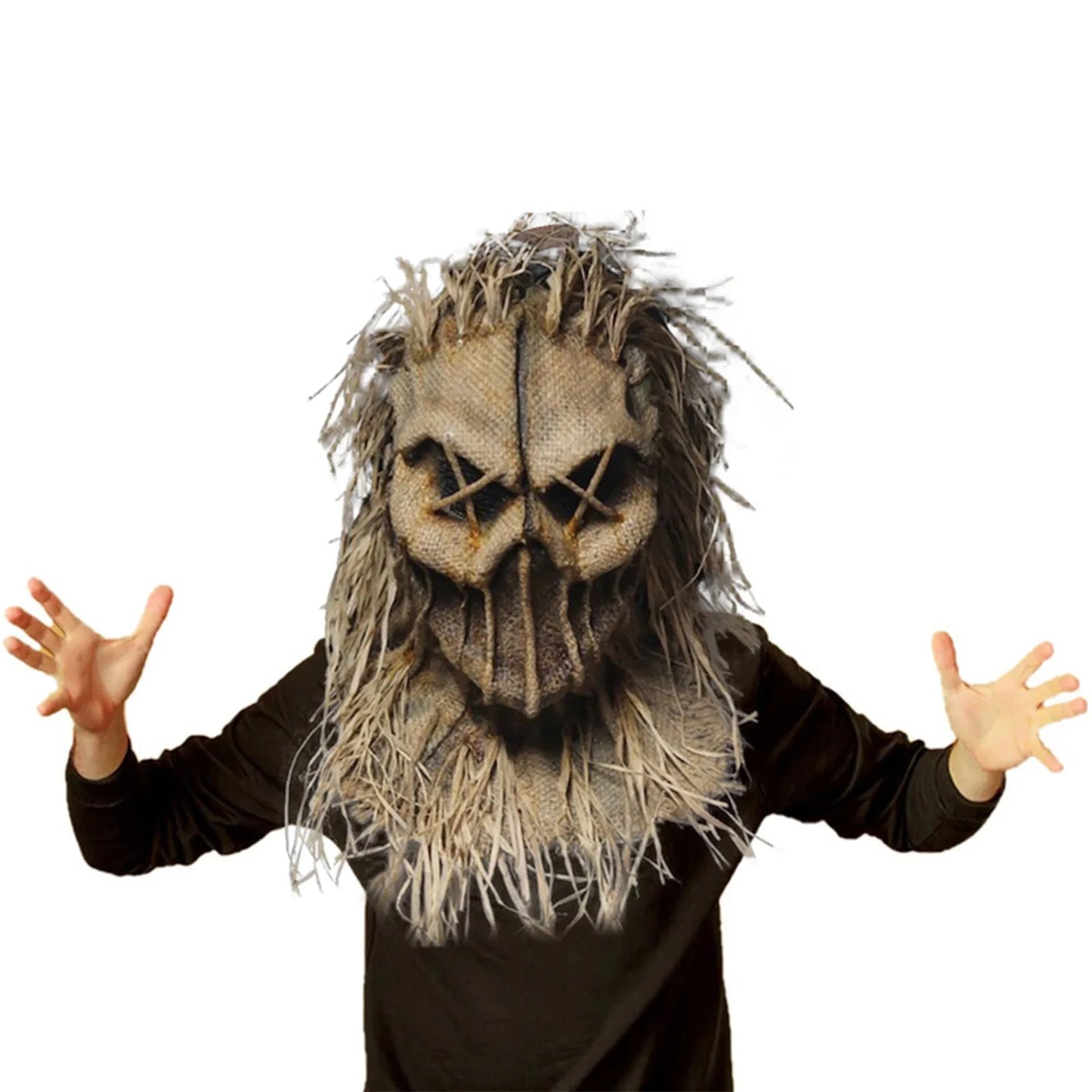 2025 Scary Halloween Scarecrow Mask Headdress Funny Props Horror Atmosphere Masquerade Mask Cosplay Party Props deadpool cosplay