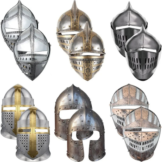 Zhanmai Medieval Party Knight Masks Kids Paper Medieval Party Decor Cosplay Crusader Samurai Soldier Mask