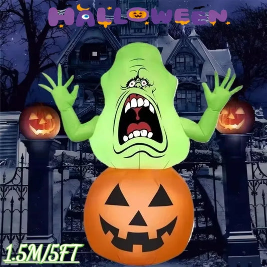 Inflatable Halloween Pumpkin & Green Ghost Decoration
