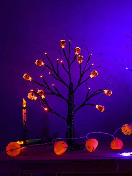 45CM Halloween LED Decoration Tree Cover  with DIY Black Branches Pumpkin Light Tabletop Home Indoor Decor