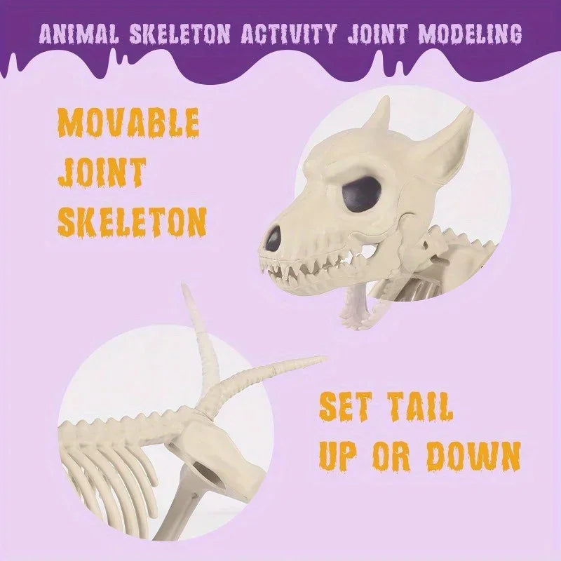 Little Wolf Skeleton Halloween Decoration – Animal Skeleton Prop for Indoor & Outdoor Spooky Decor
