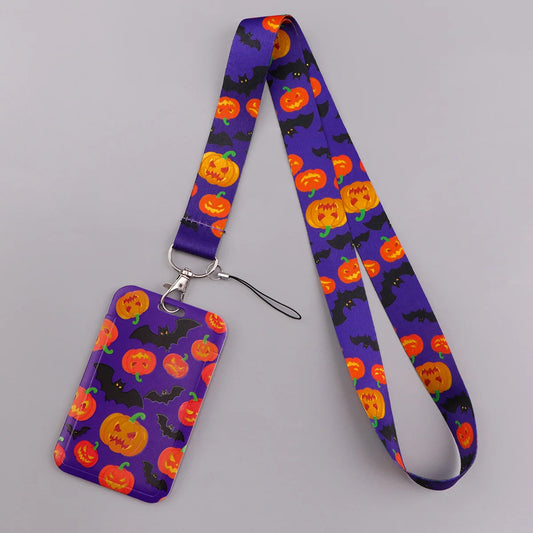 Halloween Pumpkin Credential Holder Punk Lanyards for Key Neck Strap For Card Badge Gym Keychain Keyring Accessories Gifts