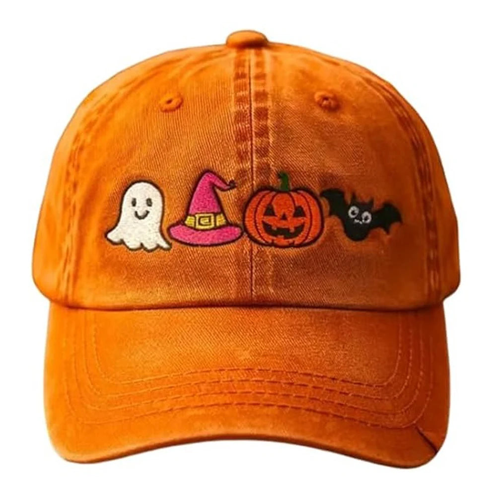 Fashion Men Women Sun Hats Halloween Unisex Baseball Hats Pumpkin Embroidery Baseball Cap for Parties Outdoor Activities Camping