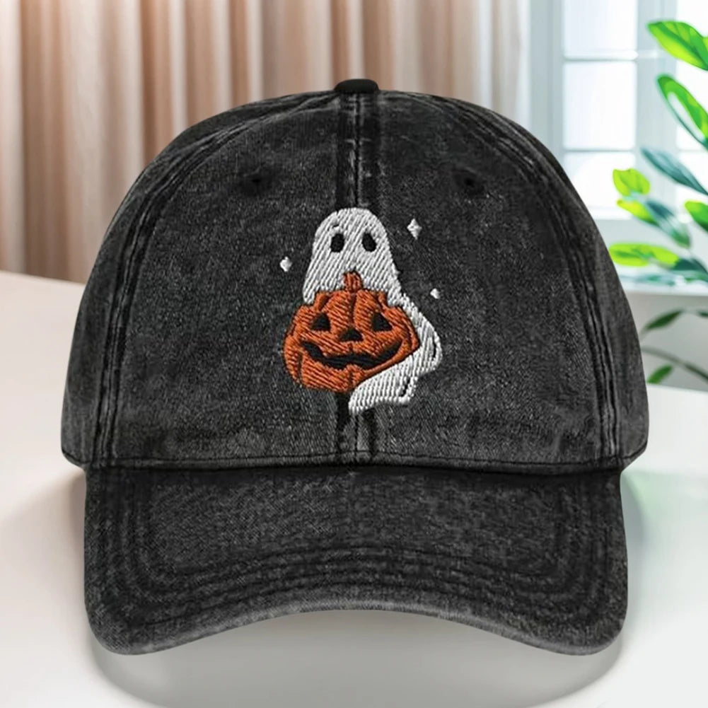 Fashion Men Women Sun Hats Halloween Unisex Baseball Hats Pumpkin Embroidery Baseball Cap for Parties Outdoor Activities Camping