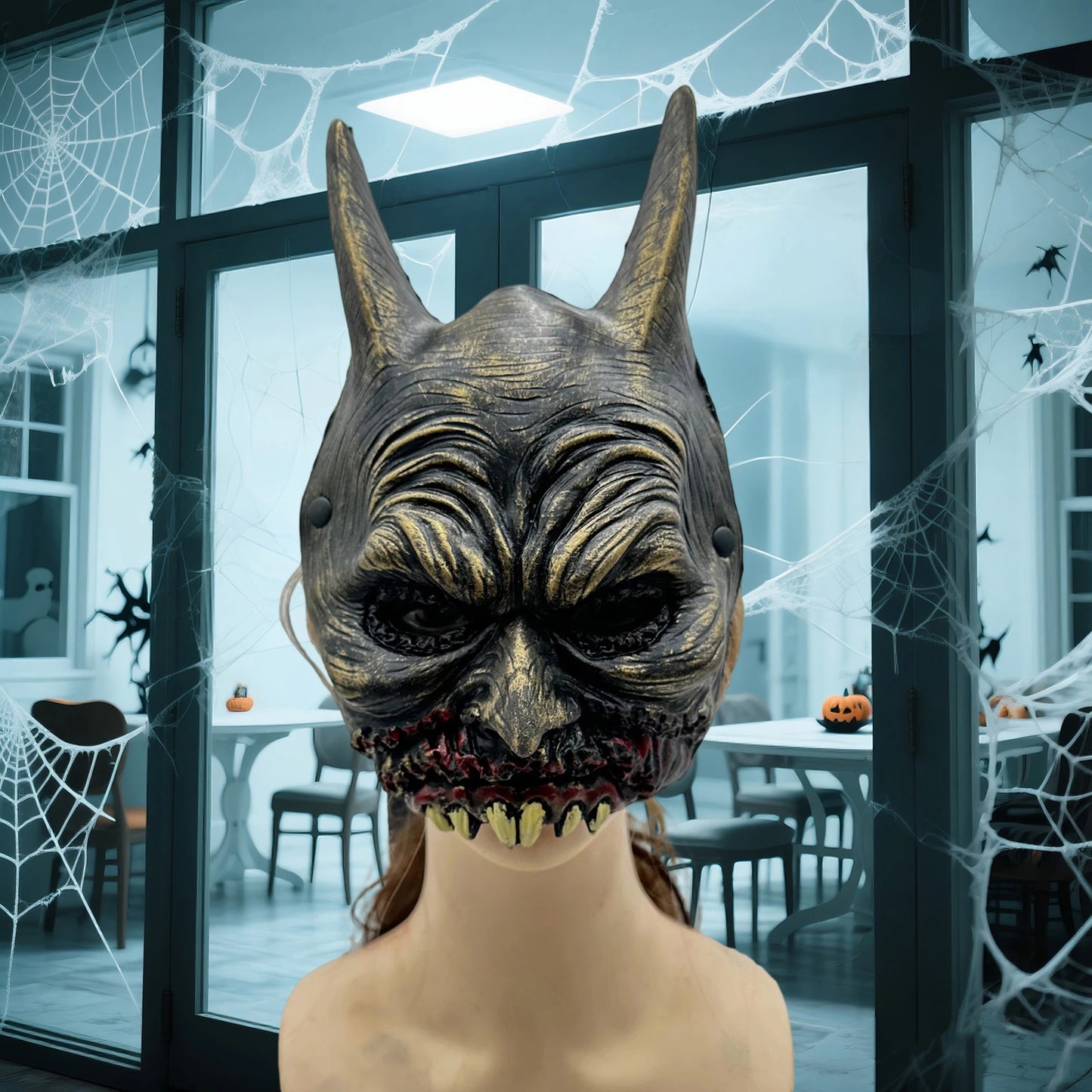 Spooky Vampire Bat Mask Halloween Costume Headpiece Cosplay Face Covering Animal Accessory for Adults