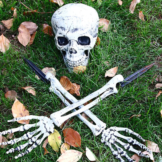 Buried Alive Skeleton Halloween Decoration Set – Creepy Skull & Hands Lawn Prop for Garden, Yard, Party & Haunted House Decor