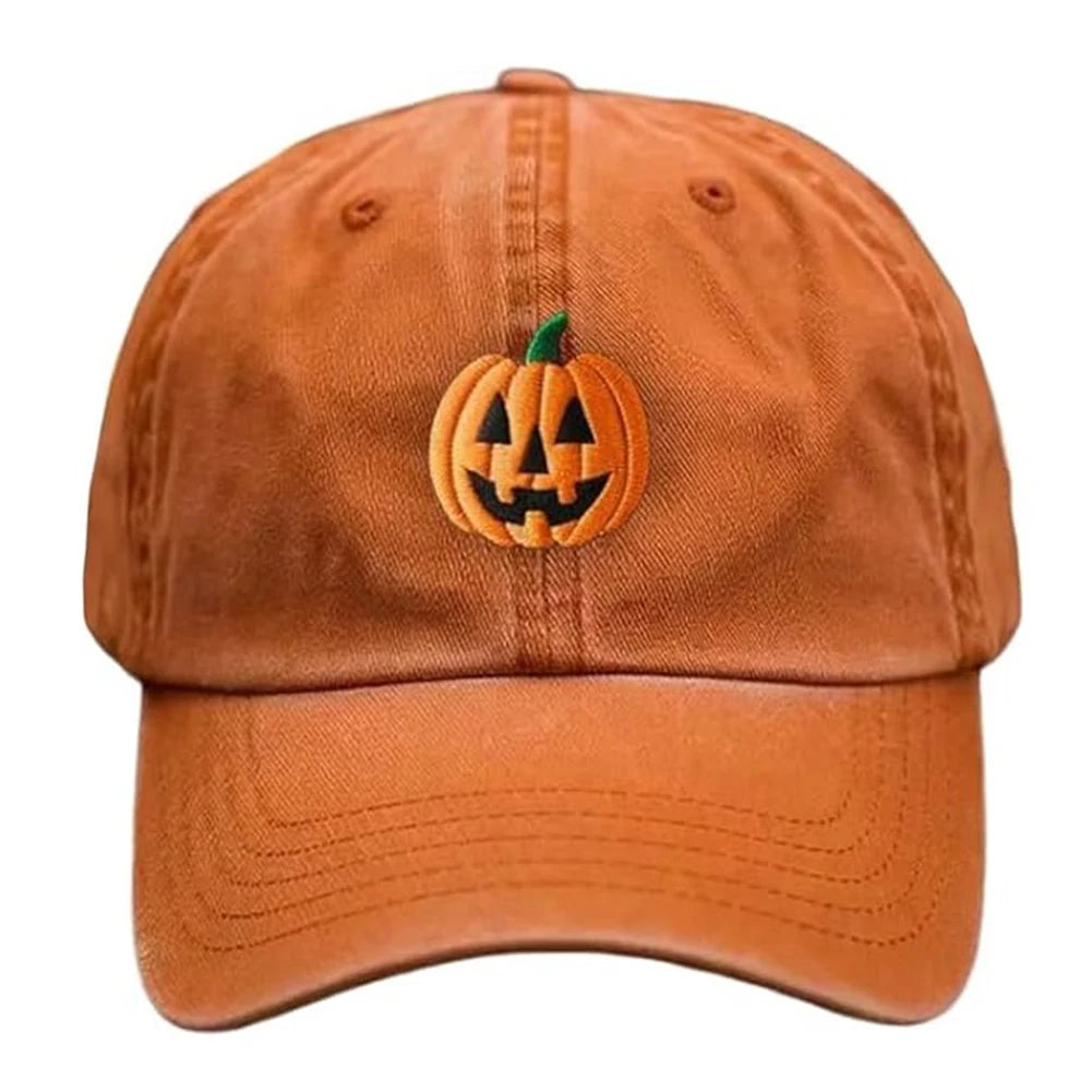 Fashion Men Women Sun Hats Halloween Unisex Baseball Hats Pumpkin Embroidery Baseball Cap for Parties Outdoor Activities Camping