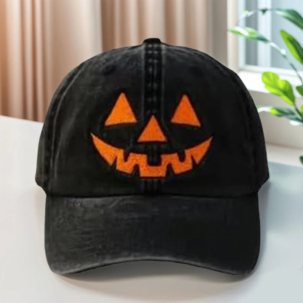 Fashion Men Women Sun Hats Halloween Unisex Baseball Hats Pumpkin Embroidery Baseball Cap for Parties Outdoor Activities Camping