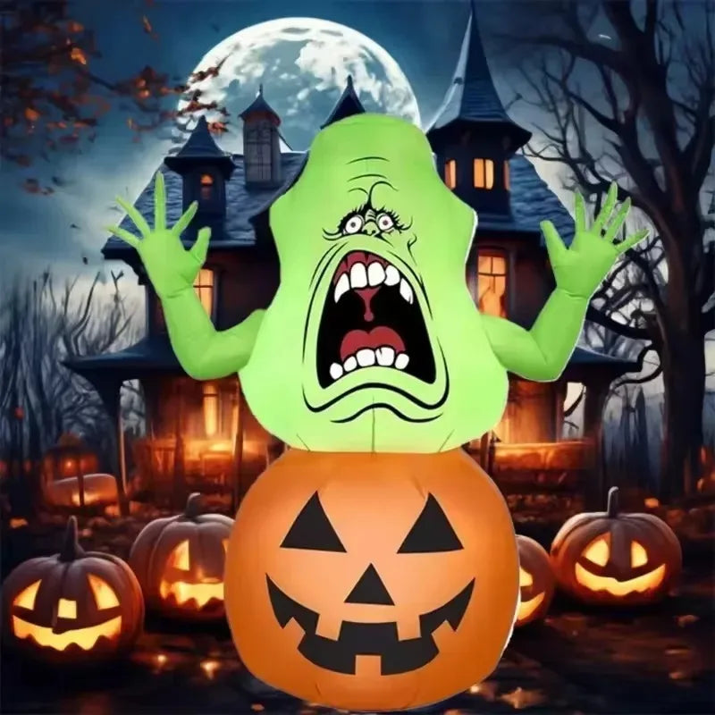 Inflatable Halloween Pumpkin & Green Ghost Decoration