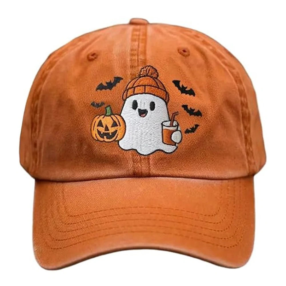 Fashion Men Women Sun Hats Halloween Unisex Baseball Hats Pumpkin Embroidery Baseball Cap for Parties Outdoor Activities Camping