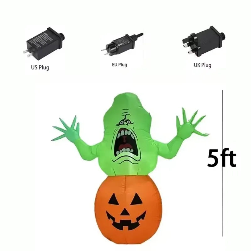 Inflatable Halloween Pumpkin & Green Ghost Decoration