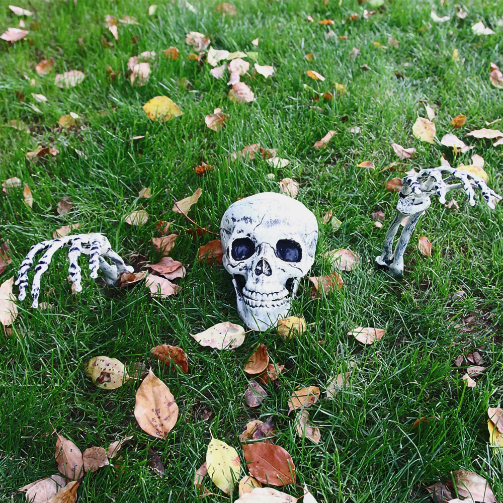 Buried Alive Skeleton Halloween Decoration Set – Creepy Skull & Hands Lawn Prop for Garden, Yard, Party & Haunted House Decor