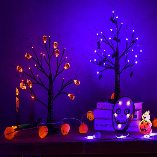 45CM Halloween LED Decoration Tree Cover  with DIY Black Branches Pumpkin Light Tabletop Home Indoor Decor