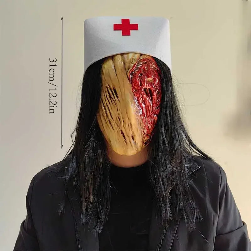 Halloween Latex Nurse Mask – Blood-Curdling Horror for Your Next Escape!"
Step into the nightmare with this Halloween Latex Nurse Mask – a disturbingly realistic mask that screams horror from every angle! With its bloody,