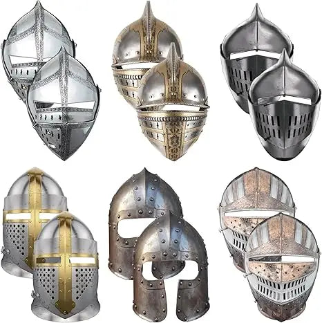 Zhanmai Medieval Party Knight Masks Kids Paper Medieval Party Decor Cosplay Crusader Samurai Soldier Mask