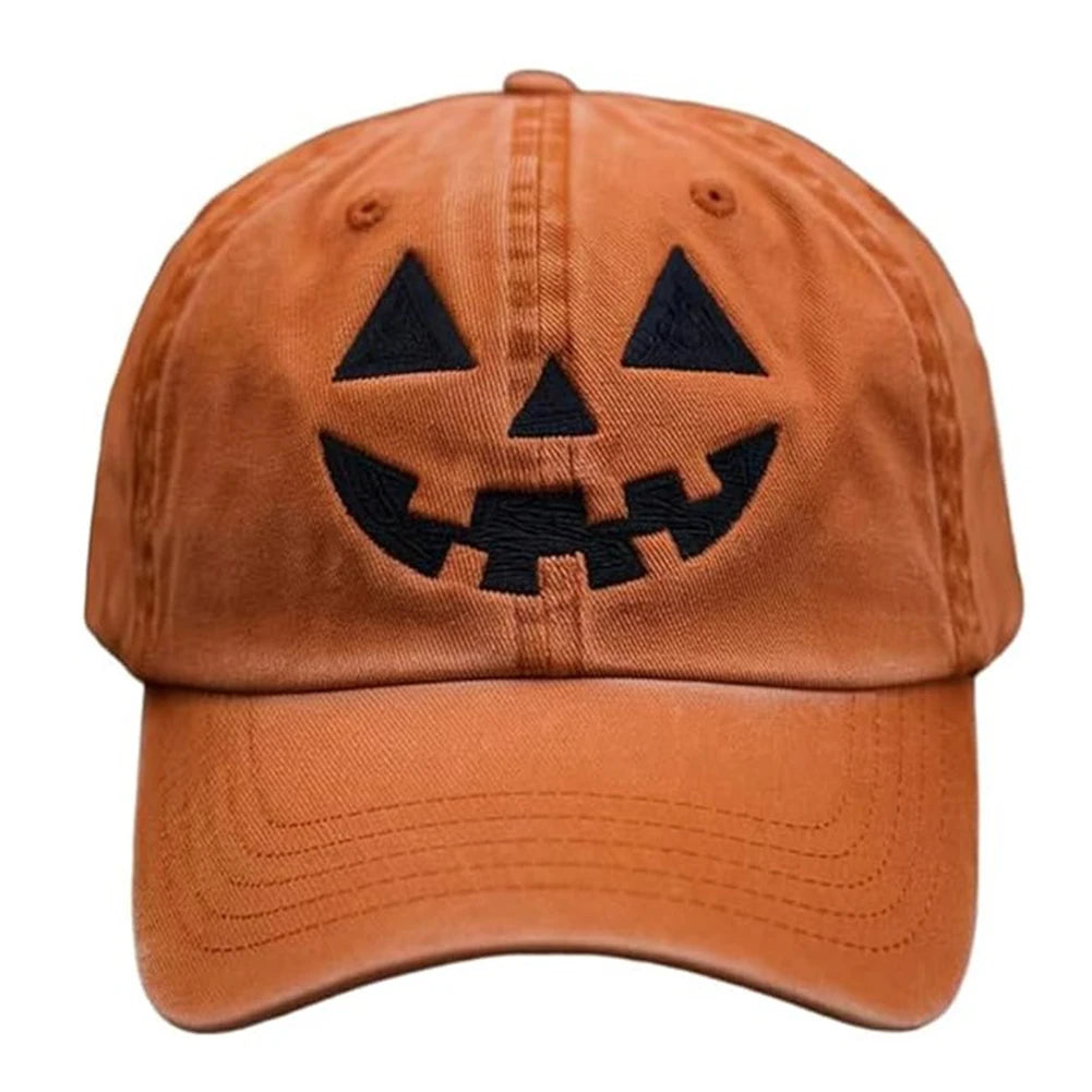 Fashion Men Women Sun Hats Halloween Unisex Baseball Hats Pumpkin Embroidery Baseball Cap for Parties Outdoor Activities Camping