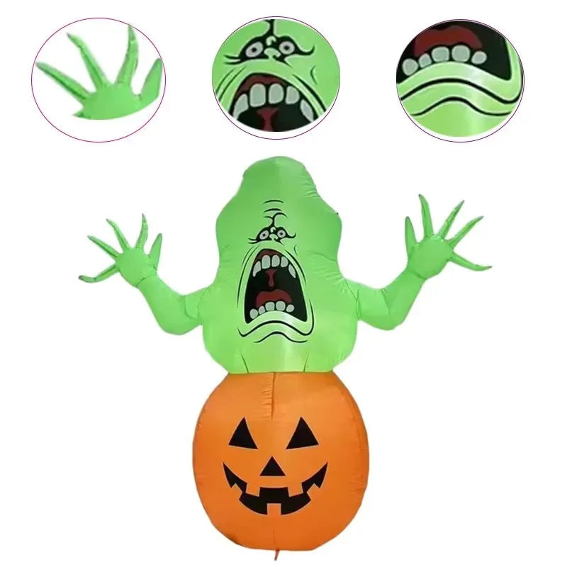 Inflatable Halloween Pumpkin & Green Ghost Decoration