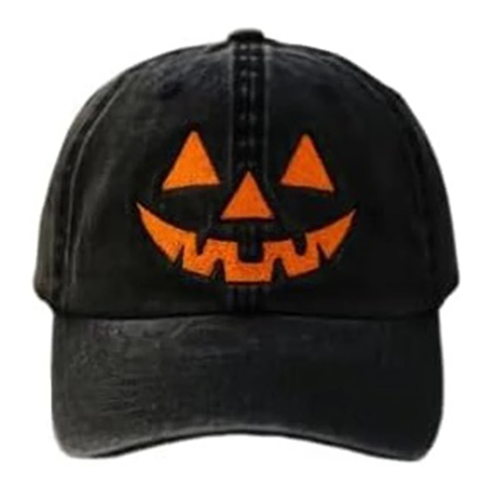 Fashion Men Women Sun Hats Halloween Unisex Baseball Hats Pumpkin Embroidery Baseball Cap for Parties Outdoor Activities Camping