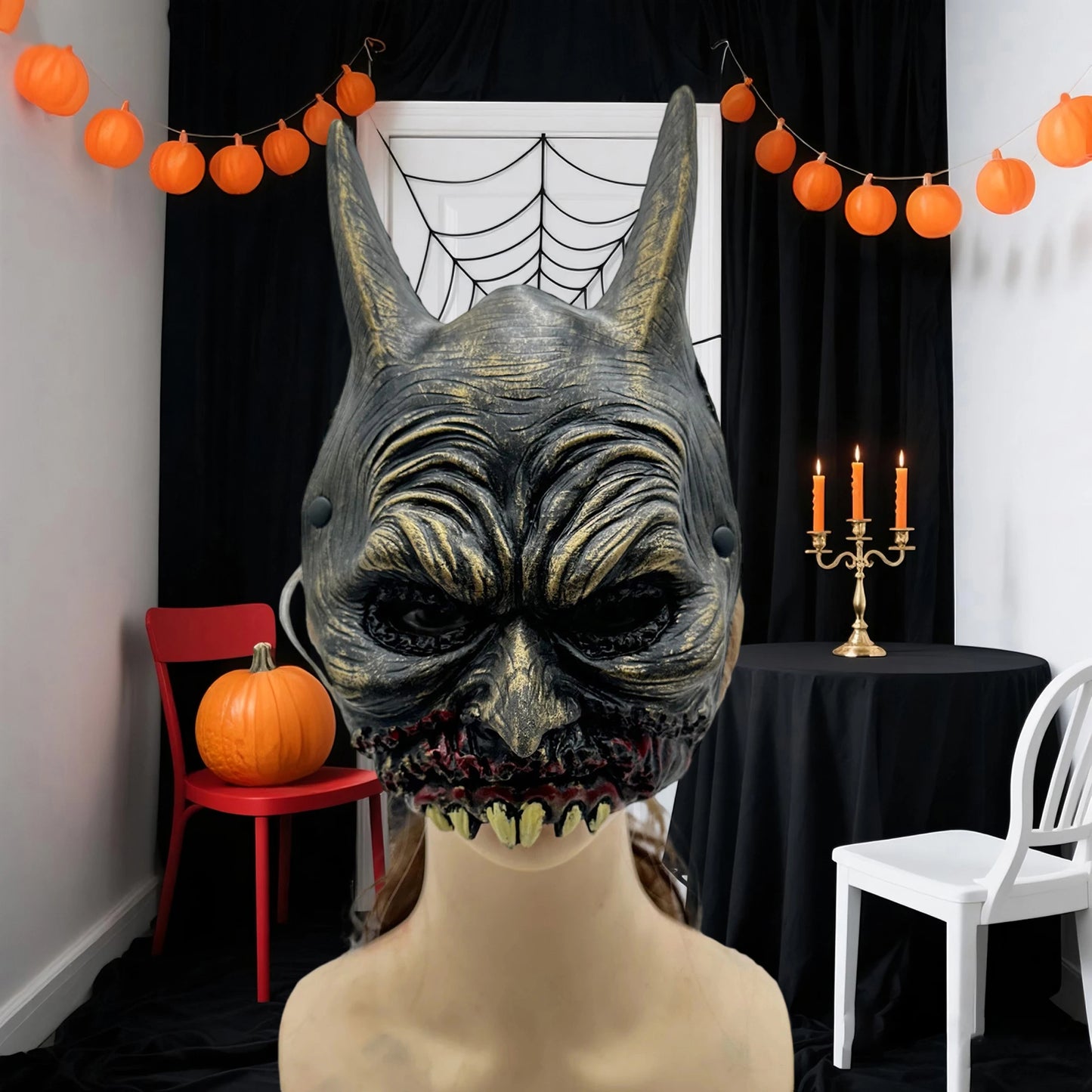 Spooky Vampire Bat Mask Halloween Costume Headpiece Cosplay Face Covering Animal Accessory for Adults